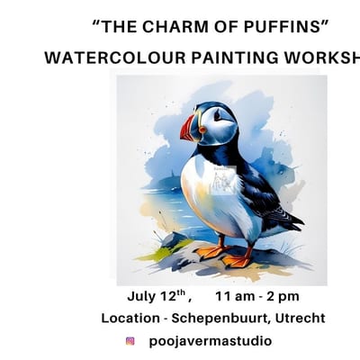 Charm of Puffin - Watercolour Painting Workshop