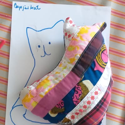 Workshop lapjeskat (scrappy cat) maken