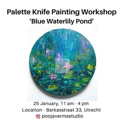 One Day Palette Knife Painting Workshop - Blue Waterlily Pond